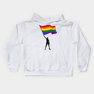 Pride Month Gay Apparel Waving LGBTQ Rainbow Pride Flag Kids Hoodie